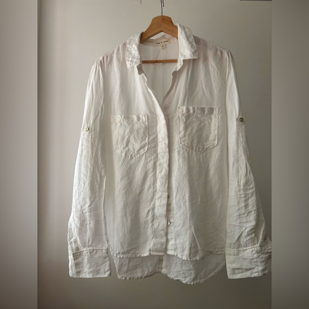 Linen Lightweight White Shirt with Back Slit